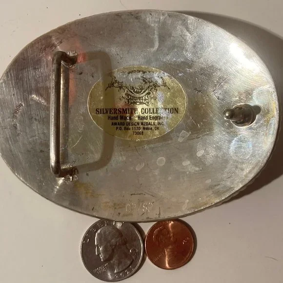 Vintage Metal Belt Buckle, Silver, GP, Masonic, Masons, Silversmith Collection,